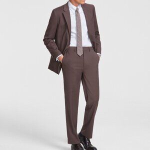 Nautica Mens Modern Fit Notched Lapels Stretch Fall Suit Brown Size 44R NWT